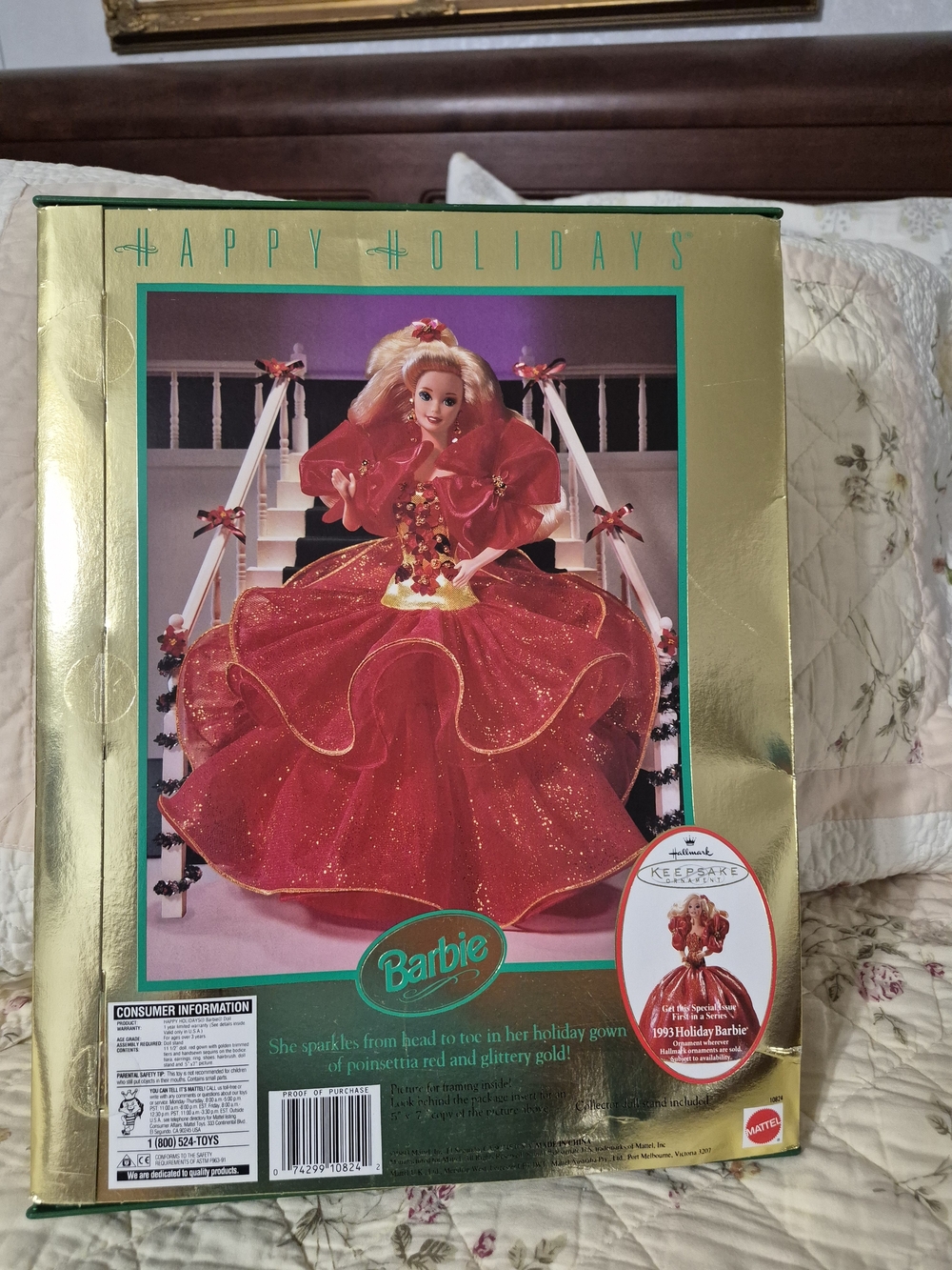 Mattel Barbie Holiday Doll in Red and Gold Gown